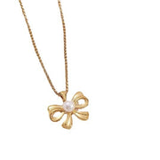 Bow Necklace And Earrings Suite Women