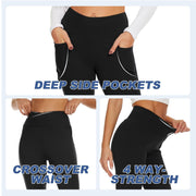 Flared Pants - Cropped Crossover Waist Pockets In Solid Crimson