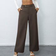 Ladies' New Fashionable And Elegant Temperament Casual Solid Color Button Wide Leg Suit Pants