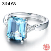 925 Sterling Silver Fashion Aquamarine Gemstone Ring