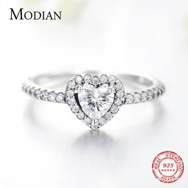 925 Sterling Silver Vintage Hearts AAA Clear CZ Finger Rings