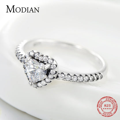 925 Sterling Silver Vintage Hearts AAA Clear CZ Finger Rings