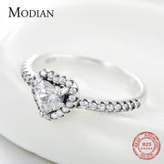 925 Sterling Silver Vintage Hearts AAA Clear CZ Finger Rings