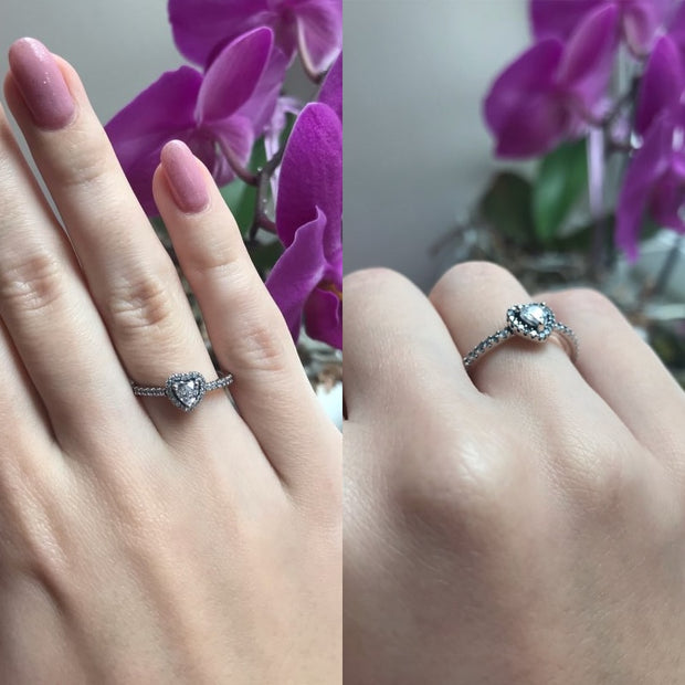 925 Sterling Silver Vintage Hearts AAA Clear CZ Finger Rings