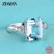 925 Sterling Silver Fashion Aquamarine Gemstone Ring