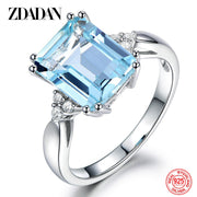 925 Sterling Silver Fashion Aquamarine Gemstone Ring