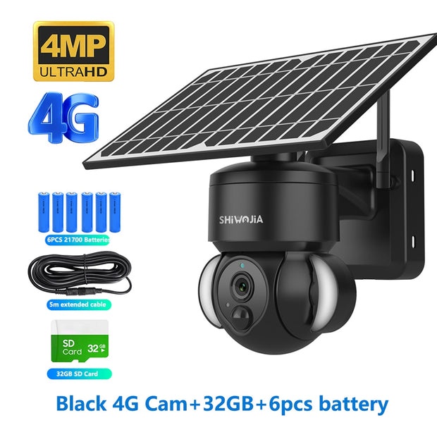 4MP WIFI Solar Camera 4G Sim Card PIR Human Detection Solar