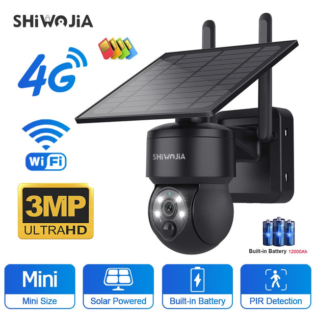 WIFI Wireless PTZ Solar Camera 4G SIM 3MP