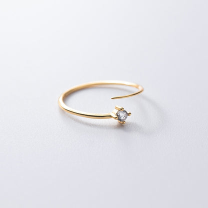 925 Sterling Silver Simple Cute Small Zircon Finger Ring