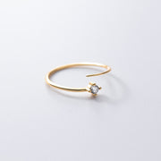 925 Sterling Silver Simple Cute Small Zircon Finger Ring