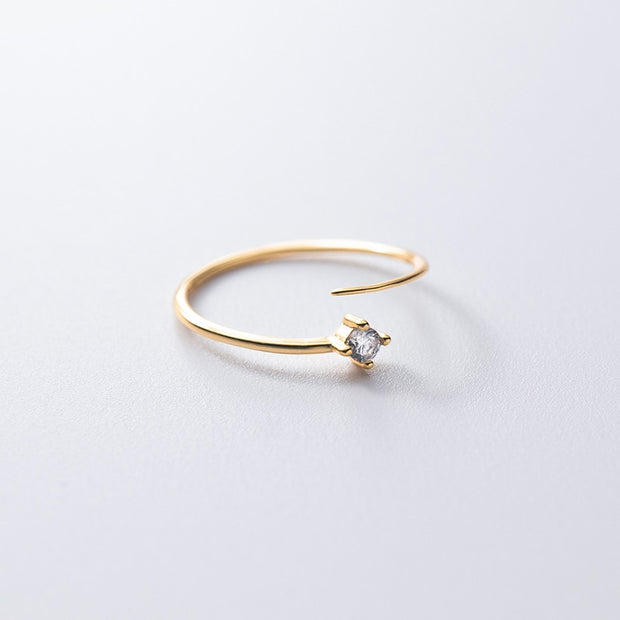 925 Sterling Silver Simple Cute Small Zircon Finger Ring