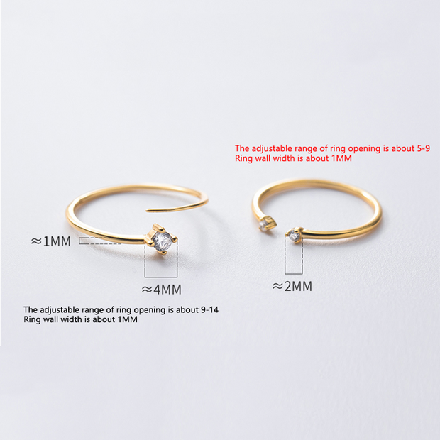 925 Sterling Silver Simple Cute Small Zircon Finger Ring