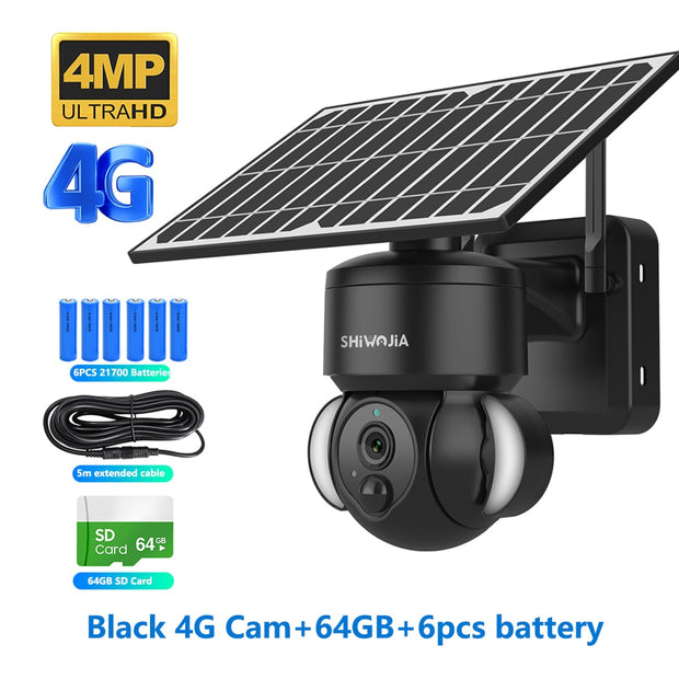 4MP WIFI Solar Camera 4G Sim Card PIR Human Detection Solar