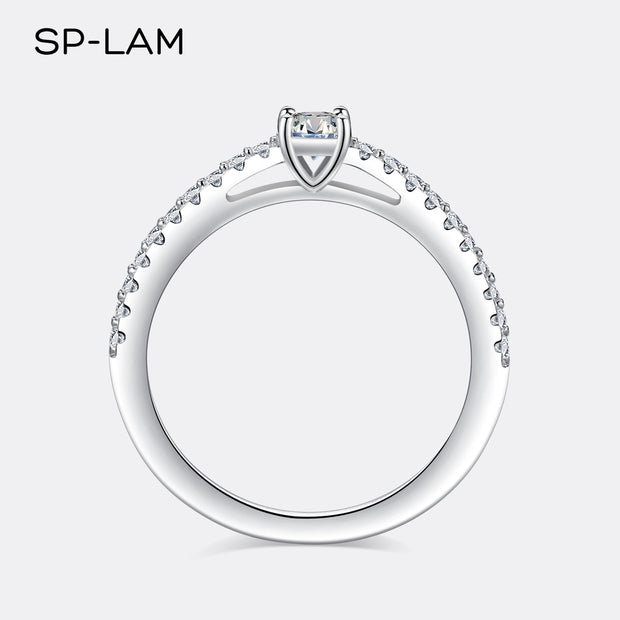 Real 925 Sterling Silver Small Moissnaite Ring