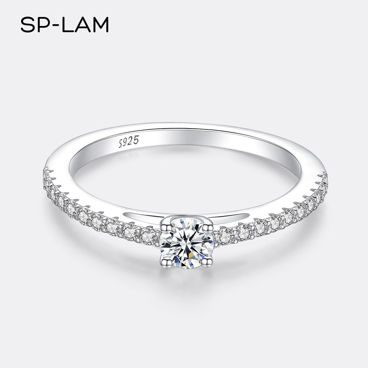 Real 925 Sterling Silver Small Moissnaite Ring