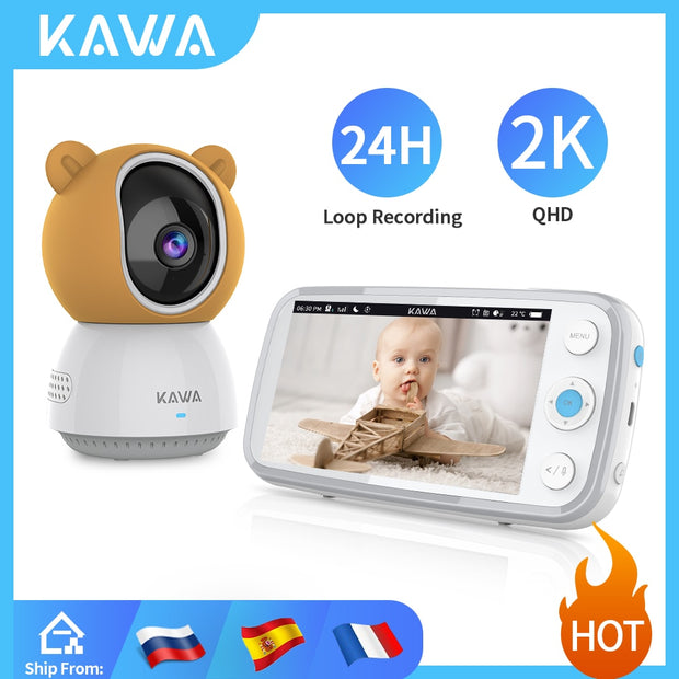2K Baby Monitor with Cameras Audio Video Nanny Wireless C