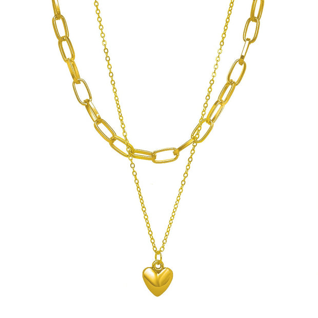 Cold Peach Heart Clavicle Chain
