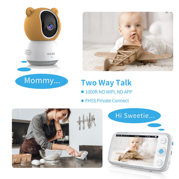 2K Baby Monitor with Cameras Audio Video Nanny Wireless C