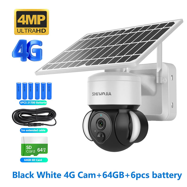 4MP WIFI Solar Camera 4G Sim Card PIR Human Detection Solar