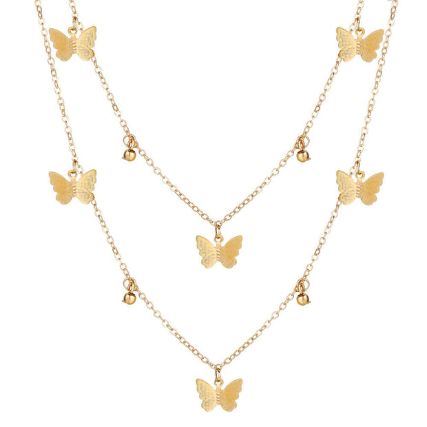 Simple Alloy Butterfly Pendant Clavicle Chain
