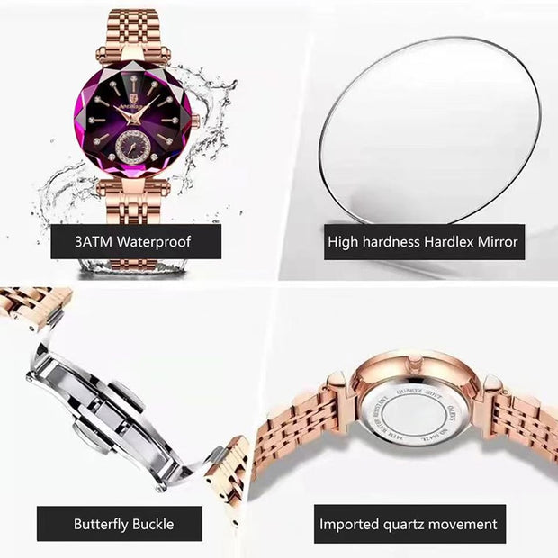 Rose Gold Steel Quartz Wristwatches