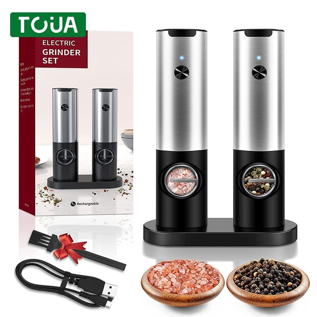 USB Rechargeable Electric Salt And Pepper Grinder Set