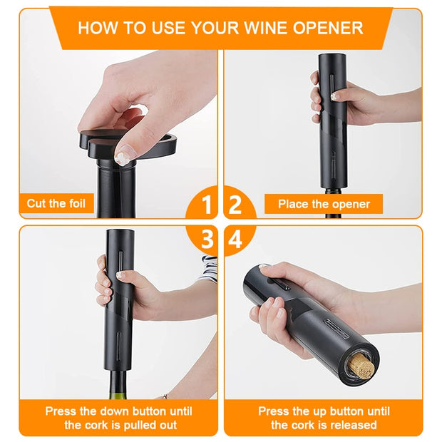 Electric Wine Bottle Opener with Foil Cutter