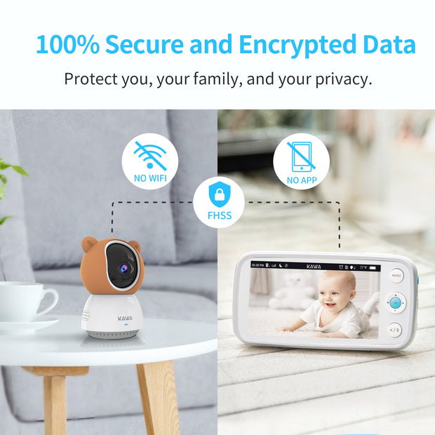2K Baby Monitor with Cameras Audio Video Nanny Wireless C