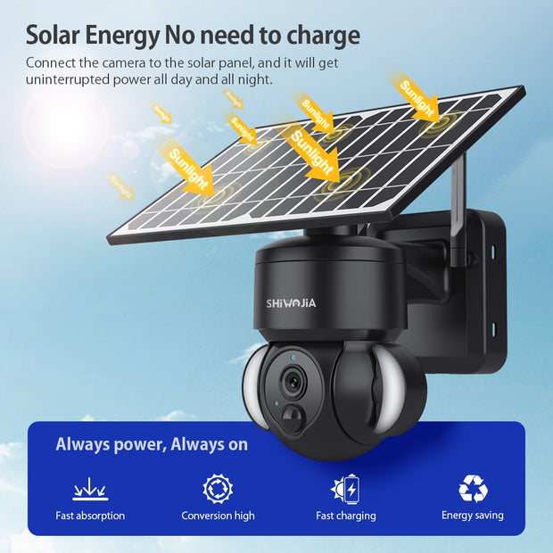 4MP WIFI Solar Camera 4G Sim Card PIR Human Detection Solar