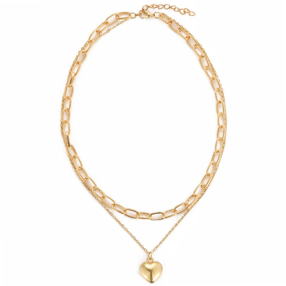 Cold Peach Heart Clavicle Chain