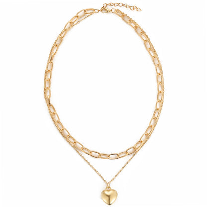 Cold Peach Heart Clavicle Chain