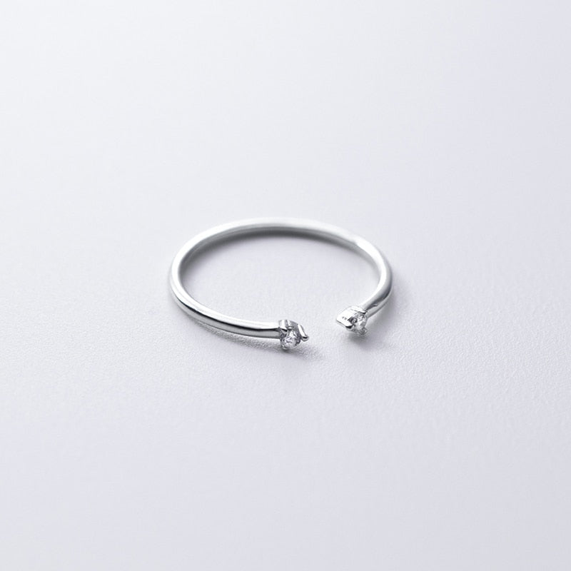 925 Sterling Silver Simple Cute Small Zircon Finger Ring