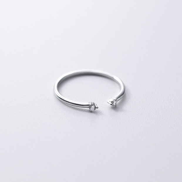 925 Sterling Silver Simple Cute Small Zircon Finger Ring