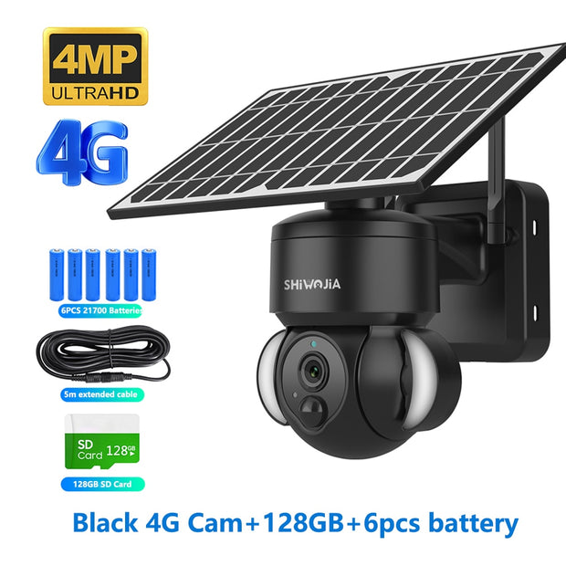 4MP WIFI Solar Camera 4G Sim Card PIR Human Detection Solar