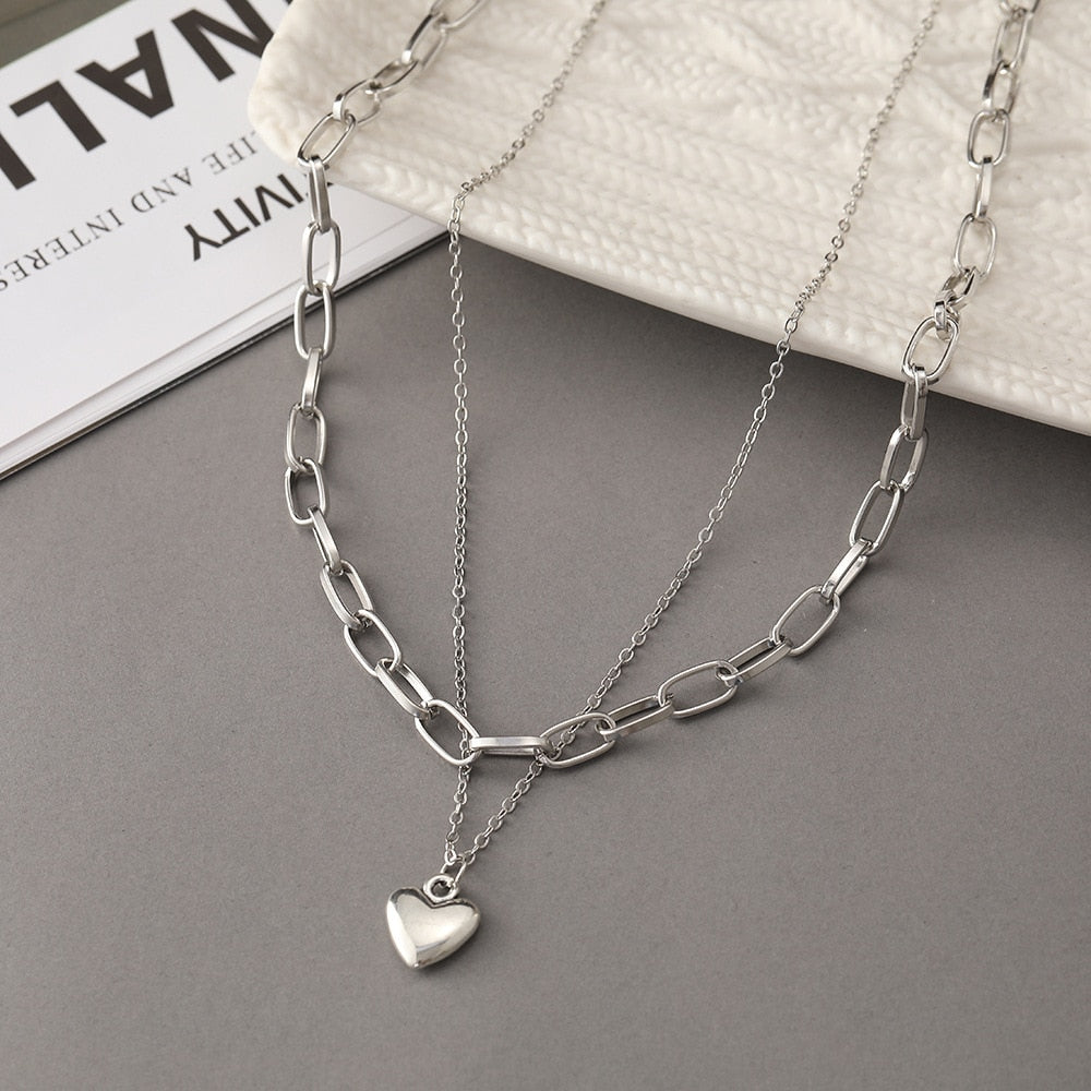 Cold Peach Heart Clavicle Chain