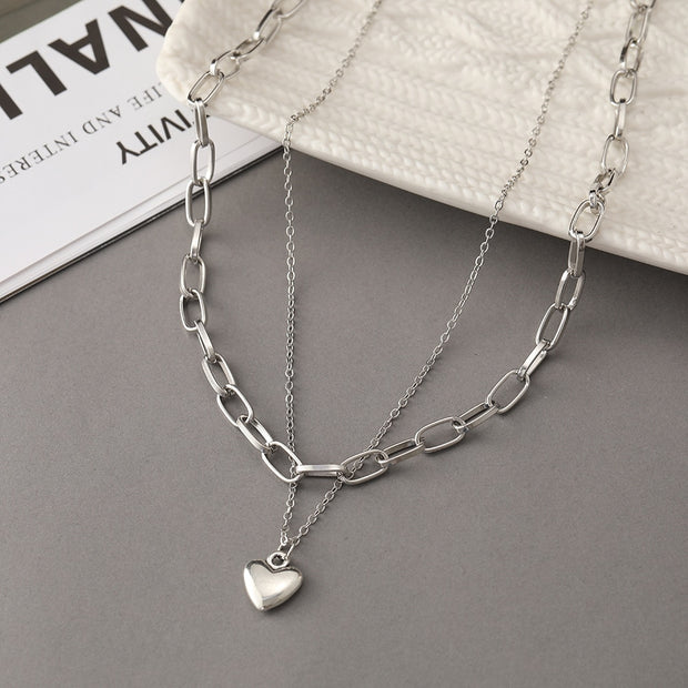 Cold Peach Heart Clavicle Chain