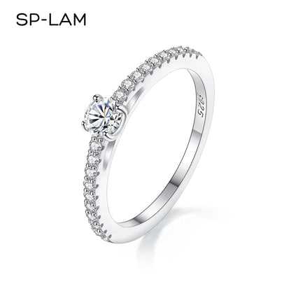 Real 925 Sterling Silver Small Moissnaite Ring
