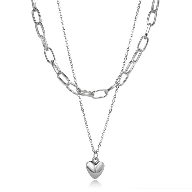 Cold Peach Heart Clavicle Chain