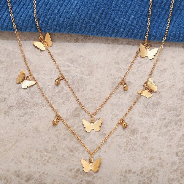 Simple Alloy Butterfly Pendant Clavicle Chain