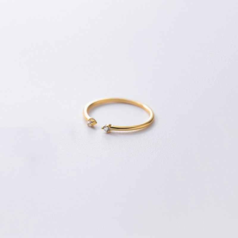 925 Sterling Silver Simple Cute Small Zircon Finger Ring