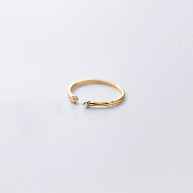 925 Sterling Silver Simple Cute Small Zircon Finger Ring