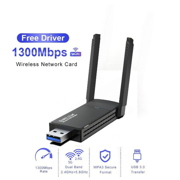 1800M USB WIFI 6 Adapter Dual Antenna