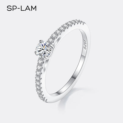Real 925 Sterling Silver Small Moissnaite Ring