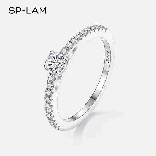 Real 925 Sterling Silver Small Moissnaite Ring