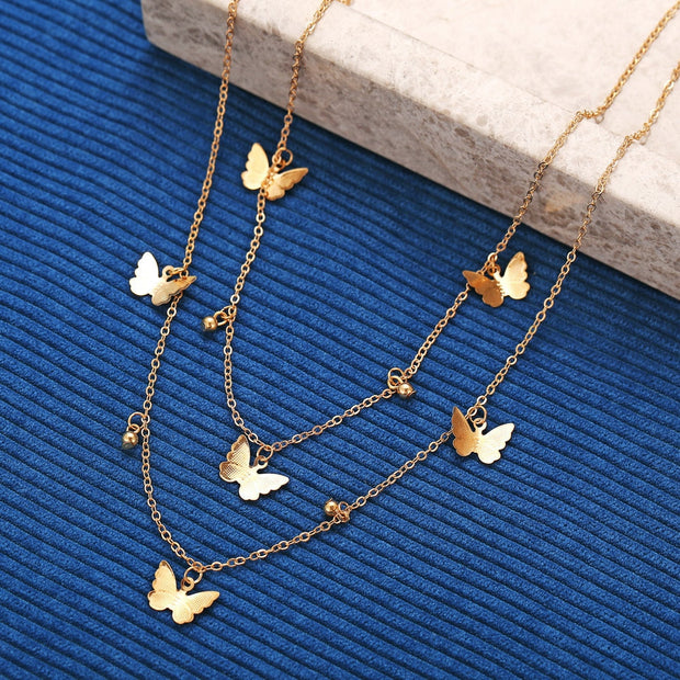 Simple Alloy Butterfly Pendant Clavicle Chain