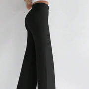 Ladies' Solid Color High Waist Slimming Slim Fit Vertical Micro Flared Pants Suit Pants