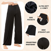Wide-leg Pants - Cropped Pockets Solid Color
