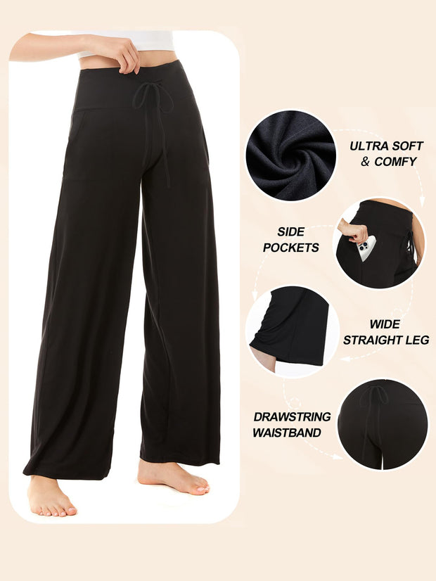 Wide-leg Pants - Cropped Pockets Solid Color