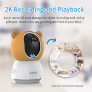 2K Baby Monitor with Cameras Audio Video Nanny Wireless C