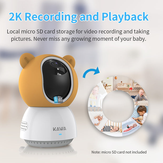 2K Baby Monitor with Cameras Audio Video Nanny Wireless C